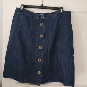 PILCRO Denim Button-Front Skirt